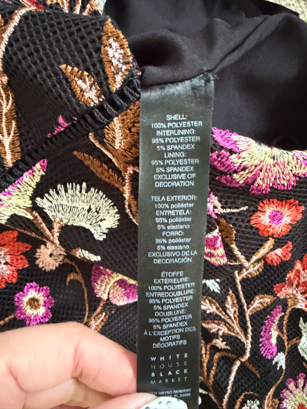 White House Black Market Black Sheath Dress with Floral Embroidery - Picture 9 of 11